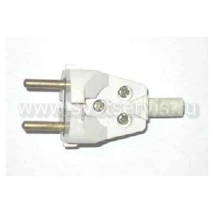 Вилка б/з белая кембрик 6А 250В, универсальная, плоская в инд. упаковке Минск (В6-215)