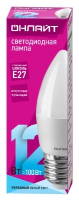 Лампа светодиодная 12W E27 свеча 4000K 960Lm 220V (OLL-C37-12-230-4K-E27-FR) ОНЛАЙТ