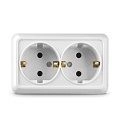 Розетка 2-ая с/з белый ОП 16А, 220В Олимп (О0128)