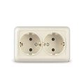 Розетка 2-ая с/з бежевая ОП 16А, 220В Олимп (Б-О0128)