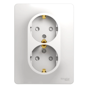 Розетка 2-я c/з з/ш белый СП, 16А ( в сборе с рамкой) GLOSSA