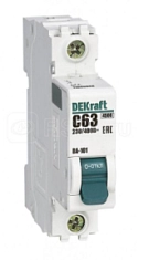 Автоматический выключатель ВА-101 1Р 63А 4.5кА х-ка С DEKraft