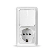 Блок комб. ОП верт (2кл. выкл + розетка с/з) Олимп О0040