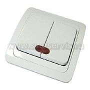 Выключатель 2кл. с подсветкой белый СП, 10А, 220В (В0123) Валери