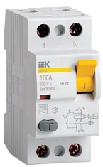 Выключатель дифференциальный УЗО 2Р 50А 30мА ВД1-63  ИЭК