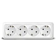 Розетка 4-ая с/з белый ОП 16А, 220В Олимп (1163)