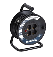 Удлинитель на катушке 20 м 4 гн. ПВС, с/з, 16А, 2500Вт  GENERICA