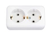 Розетка 2-ая с/з белый Минск ОП, 16А, 220В (РА16-250)