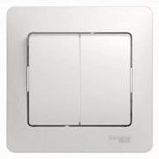 Выключатель 2кл белый СП, 10А ( в сборе с рамкой) GLOSSA