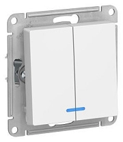 Выключатель 2кл. с подсветкой белый СП, 10А (механизм) ATLAS