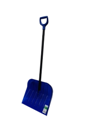 Лопата снеговая поликарбонат 460*400мм синяя, стальной черенок в ПВХ оболочке D=32мм, V-ручка В приДАЧУ