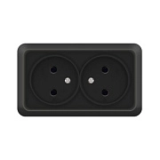 Розетка 2-ая б/з черный ОП 16А, 220В Олимп