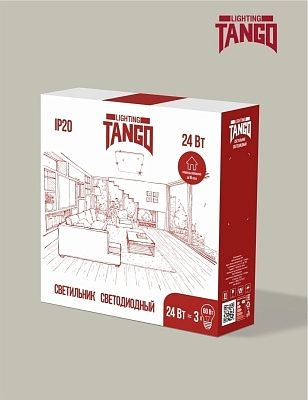 Светильник LED настенно-потолочный "АВРОРА" 24Вт НБП-Р-2 6500К КВАДРАТ (320*320*73мм,основание 300мм) TANGO РОССИЯ ЦВЕТНАЯ УПАКОВКА