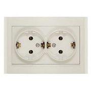 Розетка 2-ая с/з слон. кость СП, 16А, 220В (7948752) Бриллиант