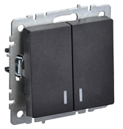 Выключатель 2-кл. с подсв. черн. BRITE СП, 10А (ВС10-2-1-БрЧ) (механизм) ИЭК