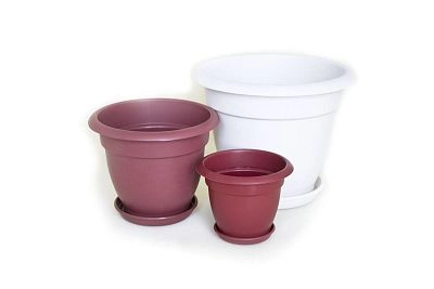 Кашпо с поддоном 1л, белый ДимПласт