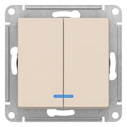 Выключатель 2кл. с подсветкой бежевый СП, 10А (механизм) ATLAS