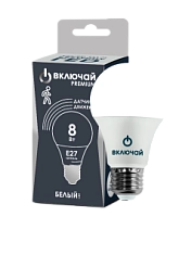 Лампа светодиодная 8W E27 A60 4000K  640Lm 60*117mm с радиолокационным датчиком движения и фото сенсором   (LED PREMIUM А60-D-8W-Е27-W) Включай