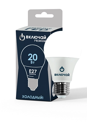 Лампа светодиодная 20W E27 A65 6500K 220V (LED PREMIUM А65-20W-E27-WW) Включай