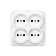 Розетка 4-ая квадратная б/з белый ОП 16А, 220В "IONICH" (1448)