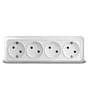 Розетка 4-ая б/з белый ОП 16А, 220В Олимп (1162)