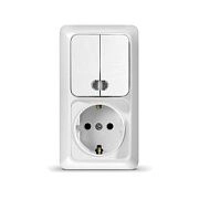 Блок комб. ОП верт (2кл. выкл с подсв + розетка с/з) Олимп О0041