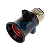 Переходник патрон Е27 карболитовый (Жулик) с этикеткой, черный REXANT