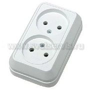 Розетка 2-ая б/з белый ОП 16А, 220В Makel
