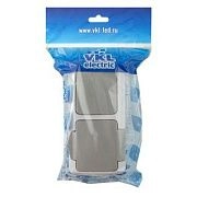 Блок розетка с/з с крышкой + 1 кл выключатель серый ОП, IP54 VKL electric (1/5/60)