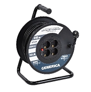 Удлинитель на катушке 40 м 4 гн. ПВС, с/з, 10А, 2200Вт  GENERICA