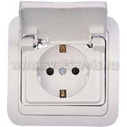 Розетка с/з с крышкой белый СП, 16А, 220В (В0029) Валери