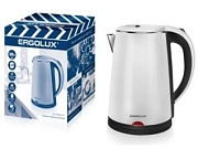 Чайник сталь/пластик электрический ELX-KS09-C41 ПРОМО 1,8л/1600Вт, дисковый нагр. элемент, черно-белый ERGOLUX