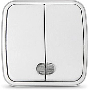 Выключатель 2кл.с подсветкой белый Электра ОП, 10А, 220В СОЮЗ (0030)