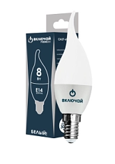 Лампа светодиодная 8W E14 cвеча на ветру 4000K 220V (LED PREMIUM СА37-8W-E14-W) Включай