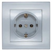 Розетка с/з серебро СП, 16А, 220В (7949872) Бриллиант