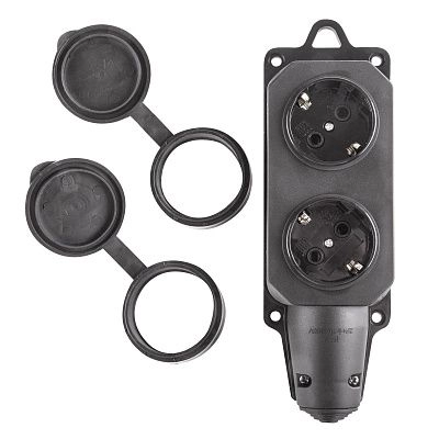 Колодка двухместная с заглушками с/з 16А 250В IP44 Светоприбор