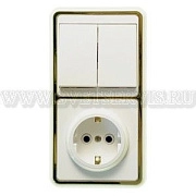 Блок комб. СП (2кл. выкл + розетка с/з) с ЗОЛОТОМ Бэлла БКВР-032з