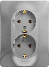 Розетка 2-я с/з алюминий СП, 16А (в сборе) GLOSSA