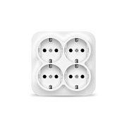Розетка 4-ая квадратная с/з белый ОП 16А, 220В "IONICH" (1449)