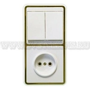 Блок комб. СП (2кл. выкл + розетка б/з) с ЗОЛОТОМ Бэлла БКВР-038з