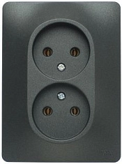 Розетка 2-я б/з антрацит СП, 16А (в сборе) GLOSSA