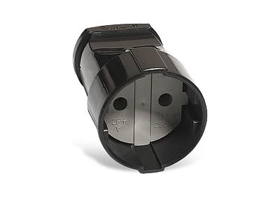 Штепсельное гнездо б/з черный 10А 250В Универсал (A0115)