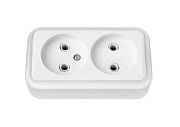 Розетка 2-ая б/з белый ОП 16А, 220В Пралеска (РА16-260)