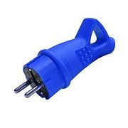 Вилка прямая каучук с ушком 2Р+Е 16А 250В IP44 СИНЯЯ Универсал