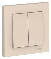 Выключатель 2кл. бежевый СП, 10А (в сборе) ATLAS