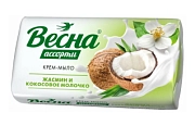 Крем мыло туалетное ВЕСНА АССОРТИ, жасмин и кокосовое молочко, 90гр (1/72)