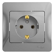 Розетка с/з алюминий СП, 16А (в сборе) GLOSSA