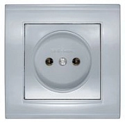 Розетка б/з серебро СП, 16А, 220В (7949834) Бриллиант