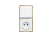 Блок комб. СП (3кл. выкл + розетка б/з) с ЗОЛОТОМ Бэлла БКВР-039з