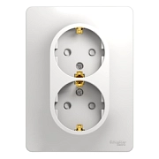 Розетка 2-я c/з з/ш белый СП, 16А ( в сборе с рамкой) GLOSSA